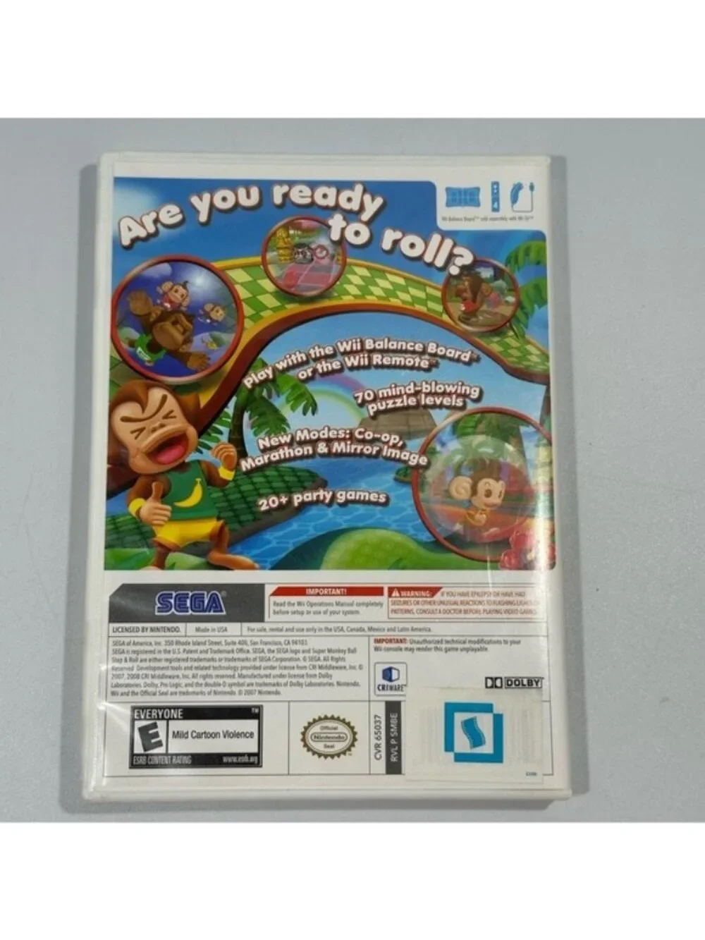 Super Monkey Ball Step & Roll Wii Video Game